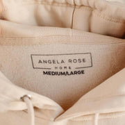 screenprinted label in hoodie