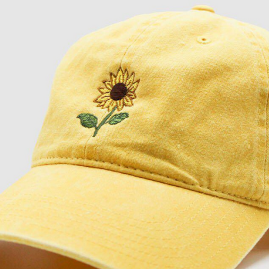 colored embroidery in hat